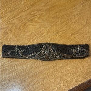 Fully beaded black and bronze gold belt